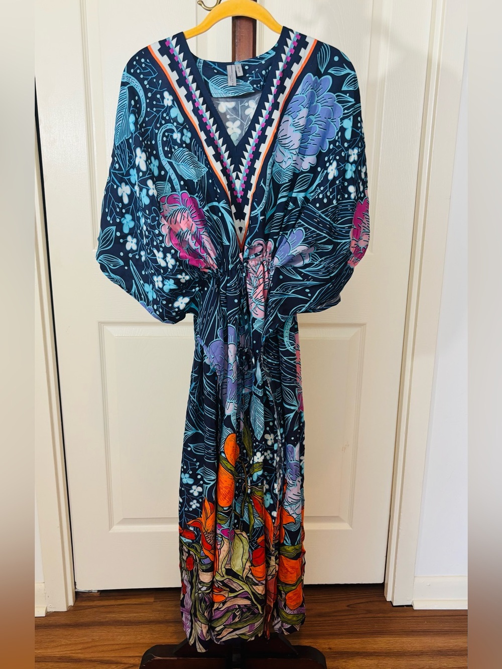 Bl^nk London Tropical Resort V-Neck Kaftan Maxi Dress One Size Floral pattern